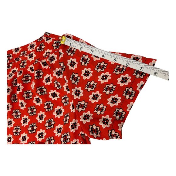 Loft Outlet Womens Small Petite Blouse Red Floral SP Short Sleeve Lightweight - Picture 9 of 10